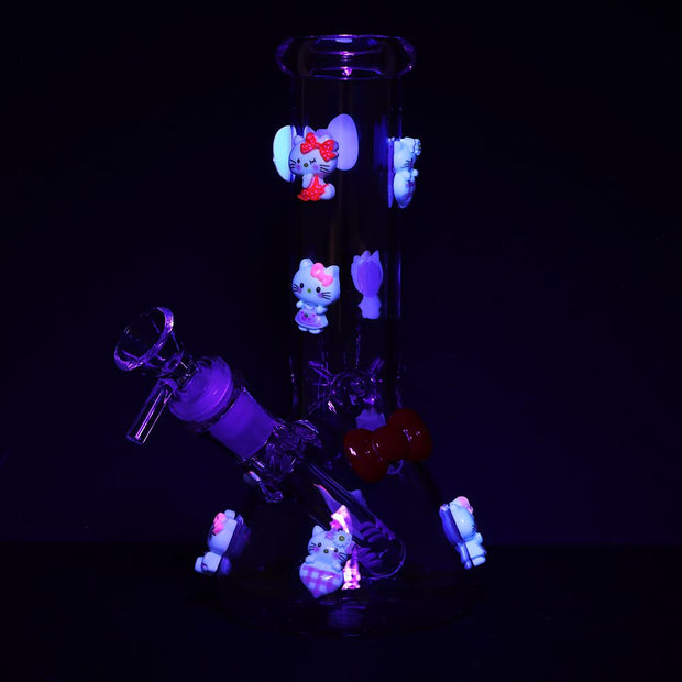 Wassup Hello Kitty Beaker Glass Water Pipe - 8" / 14mm F / Pink