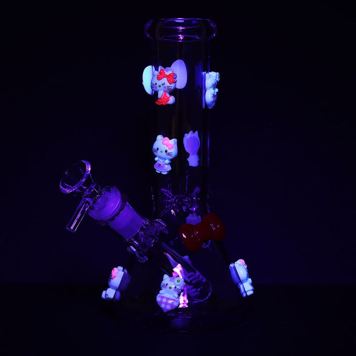 Wassup Hello Kitty Beaker Glass Water Pipe - 8" / 14mm F / Pink