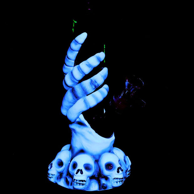 Skelly Grip w/ Bats Straight Tube Glass Water Pipe - 9" / 14mm F