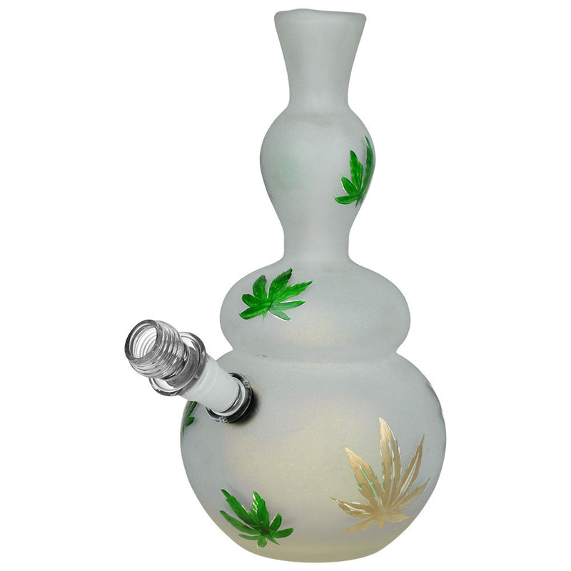 Hemp Leaf Frosted Soft Glass Water Pipe - 9" / 14mm F - Headshop.com