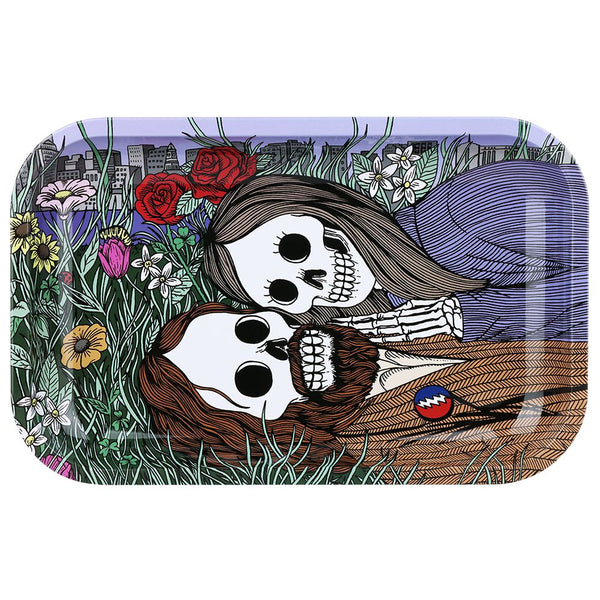Grateful Dead x Pulsar Metal Rolling Tray - Flower Couple / 11" x 7" Grateful Dead x Pulsar Metal Rolling Tray - Flower Couple / 11" x 7"