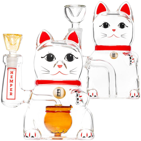 Hemper Lucky Money Cat Glass Water Pipe | 14mm F Hemper Lucky Money Cat Glass Water Pipe | 14mm F