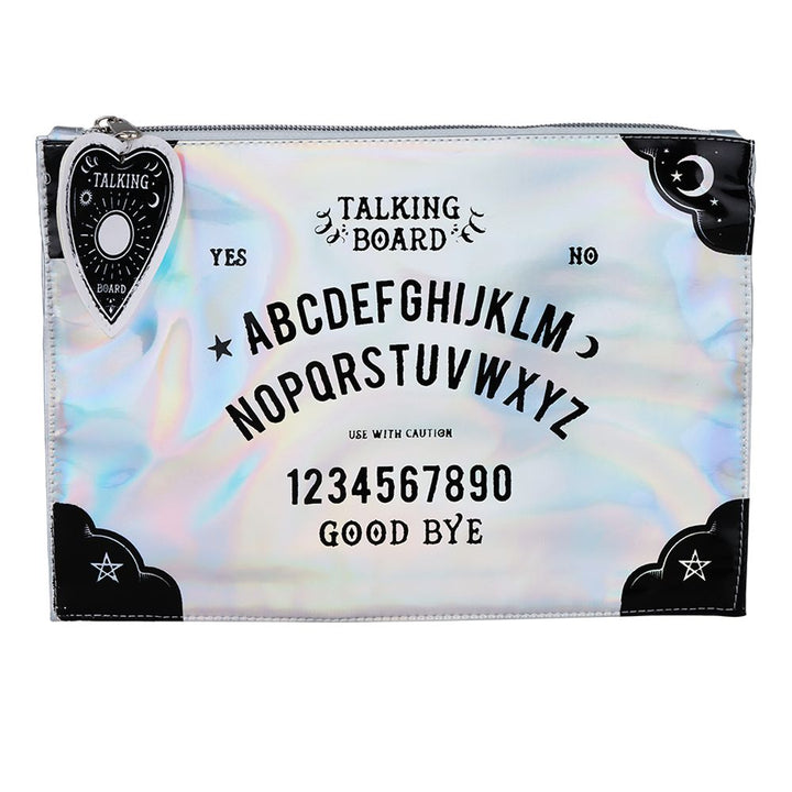 Iridescent Spirit Ouija Makeup Pouch w/ Planchette Zipper Pull - 10.5"x7" - Headshop.com