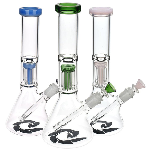 Glass House Flathead Perc Beaker - 12" / 14mm F / Colors Vary Glass House Flathead Perc Beaker - 12" / 14mm F / Colors Vary