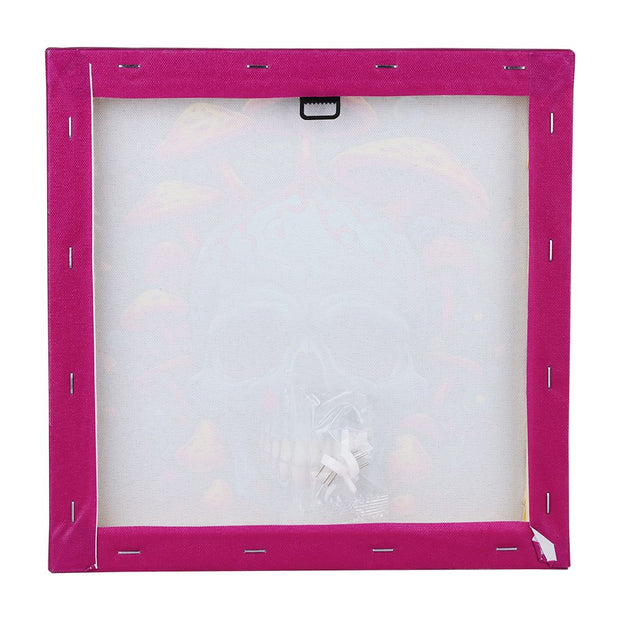 Skull with Mushrooms Canvas Print w/ Wood Frame - 10" - Headshop.com