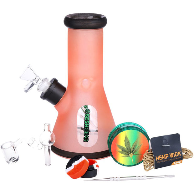 SeshGear Glass Beaker Water Pipe Smokers' Kit | 8" | 14mm F - Headshop.com