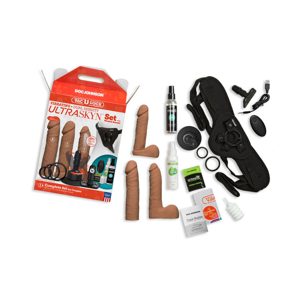 Vac-U-Lock - VIBRATING Dual Density ULTRASKYN Set w/Wireless Remote Caramel - Headshop.com