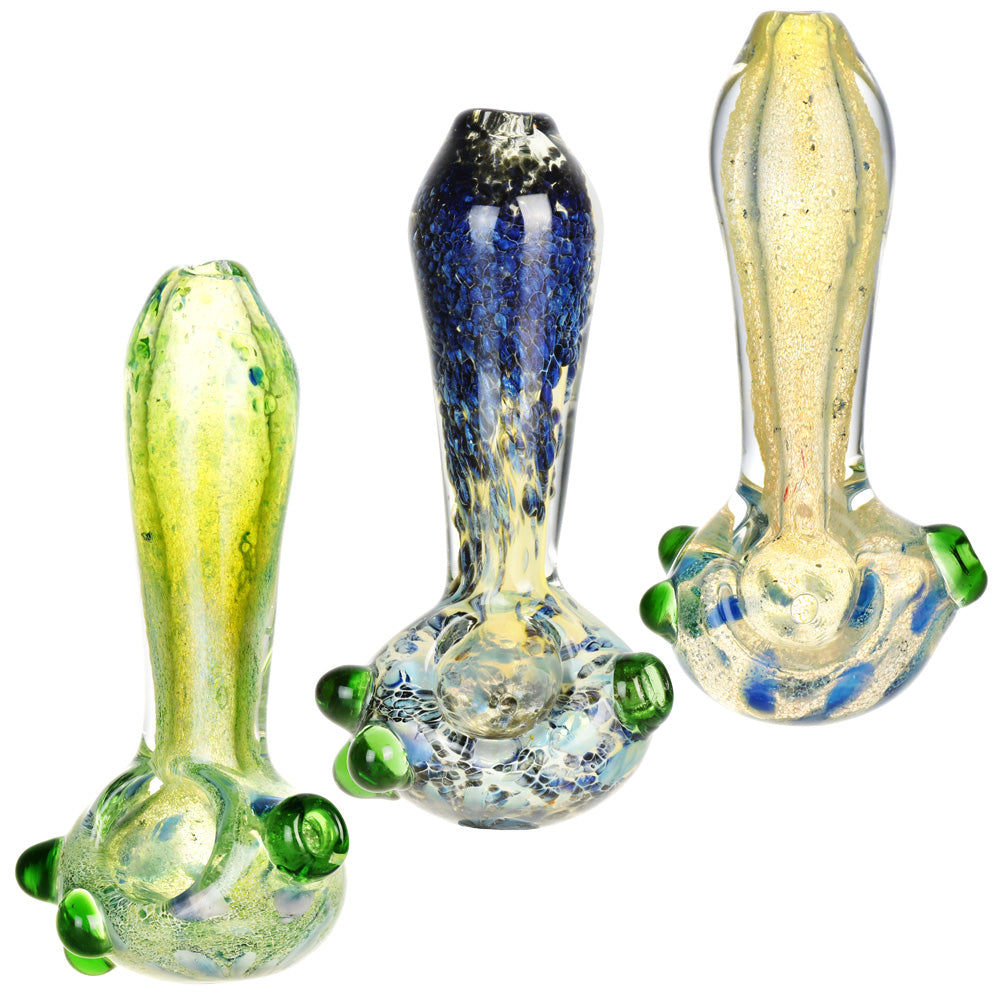 Granite Frit Glass Hand Pipe w/ Marbles - 4.5" / Colors Vary - Headshop.com