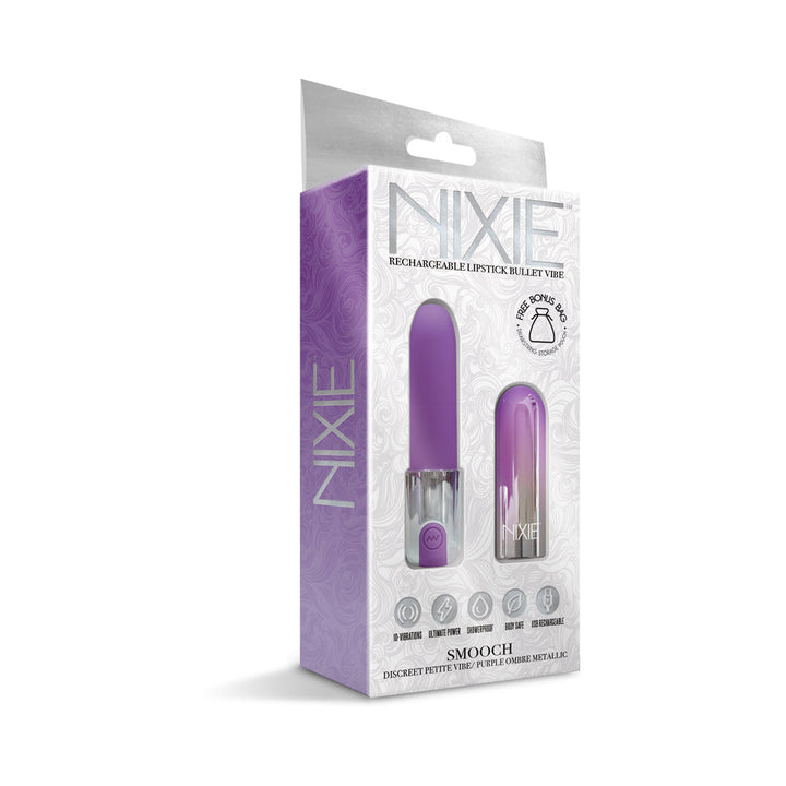 Nixie Smooch Rechargeable Lipstick Vibrator Purple Ombre - Headshop.com