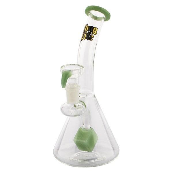 Thug Life | 7" Cube Perc Green Glass Water Pipe - Headshop.com