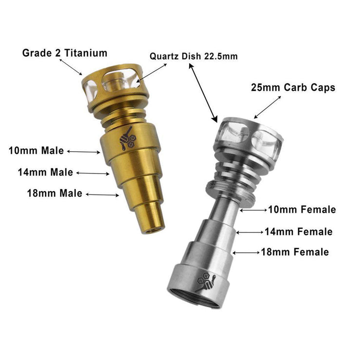 Honeybee Herb Titanium 6 IN 1 Cage Hybrid Dab Dab Nail - Headshop.com