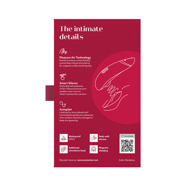 Womanizer Premium 2 Rechargeable Silicone Luxurious Pleasure Air Clitoral Stimulator Bordeaux - Headshop.com