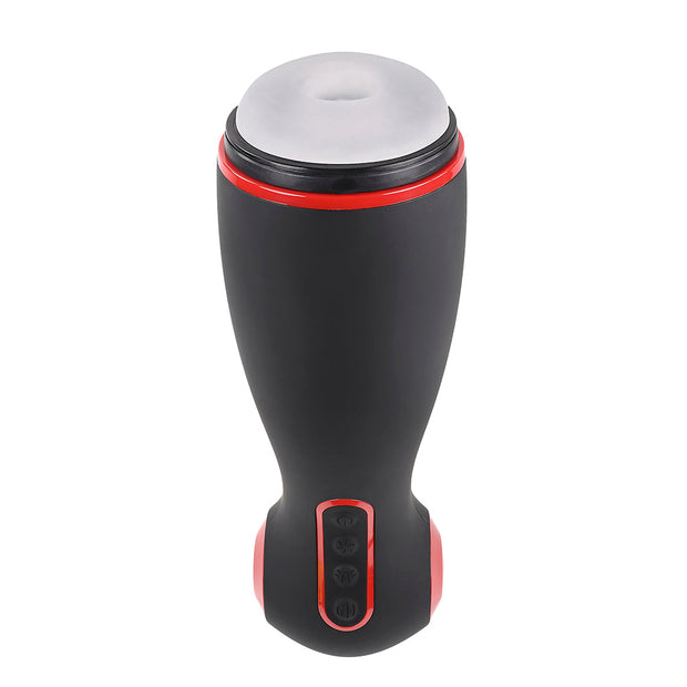 Zero Tolerance Tight Squeeze Rechargeable Vibrating Squeezing Talking Stroker TPE Black/Red - Headshop.com
