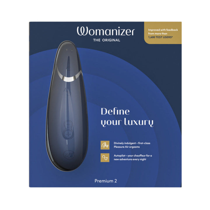 Womanizer Premium 2 Rechargeable Silicone Luxurious Pleasure Air Clitoral Stimulator Blueberry - Headshop.com