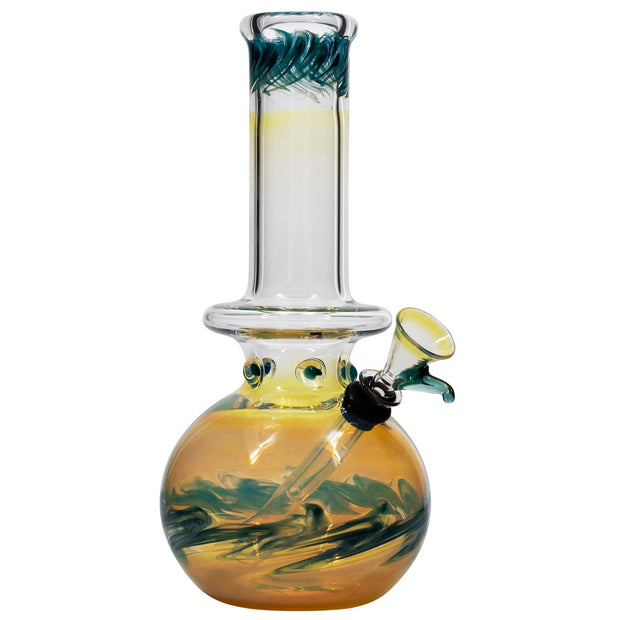LA Pipes "Time Traveler" Silver Fumed Pull-Stem Bubble Bong - Headshop.com