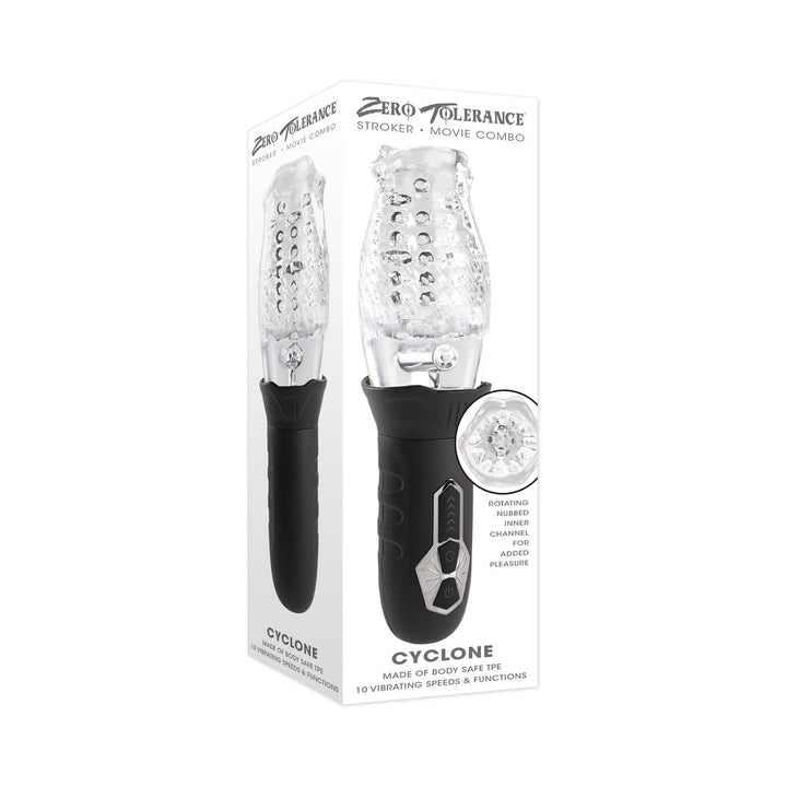 Zero Tolerance Cyclone Rechargeable Vibrating Spinning Stroker Black Clear - Headshop.com