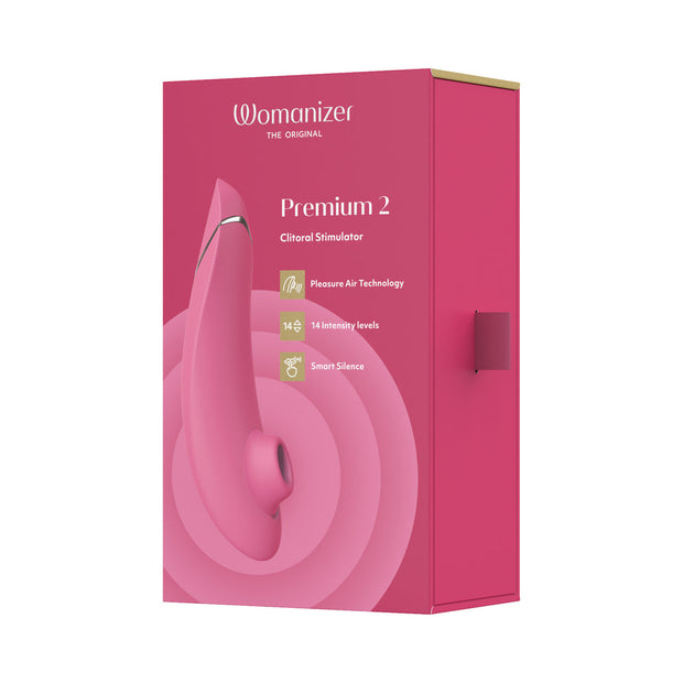 Womanizer Premium 2 Rechargeable Silicone Luxurious Pleasure Air Clitoral Stimulator Raspberry - Headshop.com