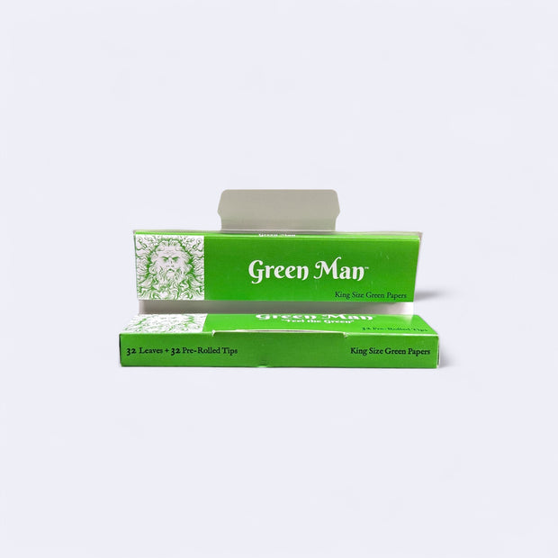 Green Man King Size Green Rice Papers with Pre-Rolled Tips - Headshop.com