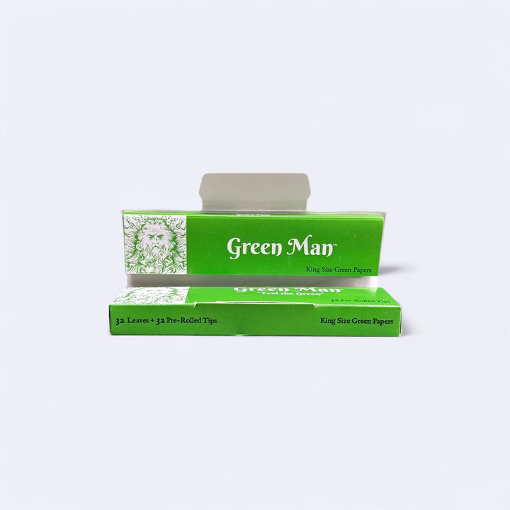 Green Man King Size Green Rice Papers with Pre-Rolled Tips - Headshop.com