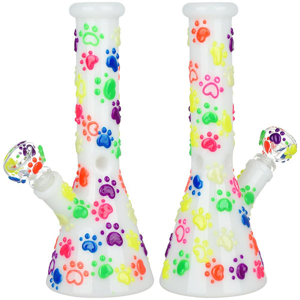 Paws for the Cause Glow in Dark Beaker Water Pipe - 10" / 14mm F Paws for the Cause Glow in Dark Beaker Water Pipe - 10" / 14mm F