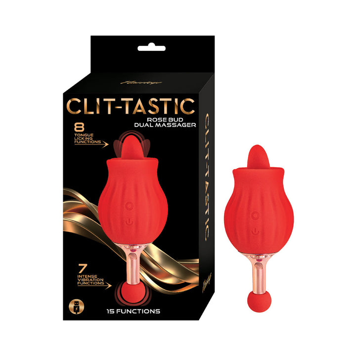Clit-Tastic Rose Bud Dual Massager Red - Headshop.com