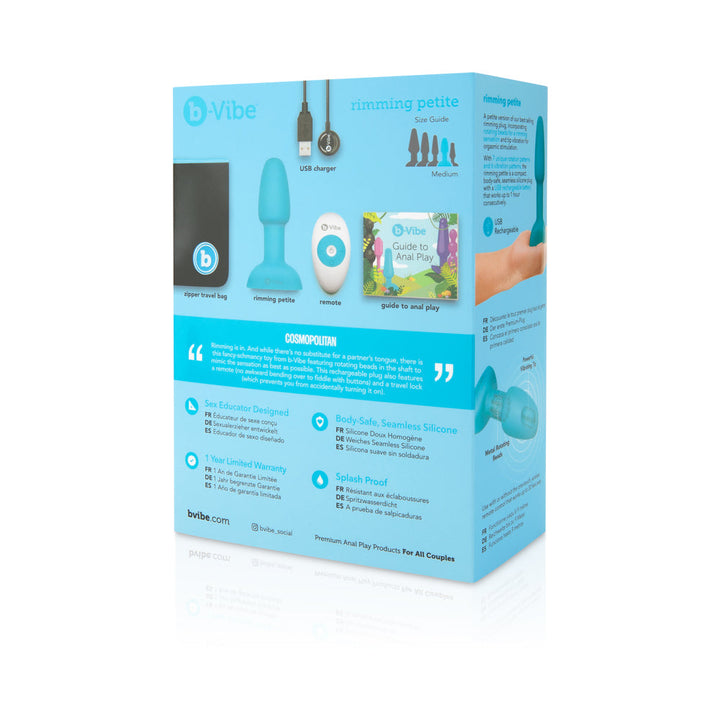 b-Vibe Rimming Petite Rotating and Vibrating Remote Control Plug Teal - Headshop.com
