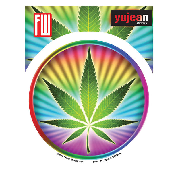 Psychedelic Hemp Leaf by Frank Wiedemann Sticker - 4" - Headshop.com