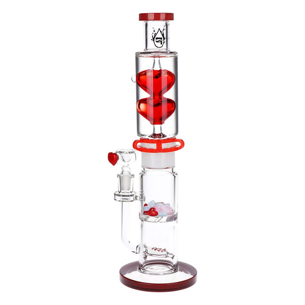 Pulsar Glycerin Hearts Glass Water Pipe with Gem Hearts - 13.75" / 14mm F Pulsar Glycerin Hearts Glass Water Pipe with Gem Hearts - 13.75" / 14mm F