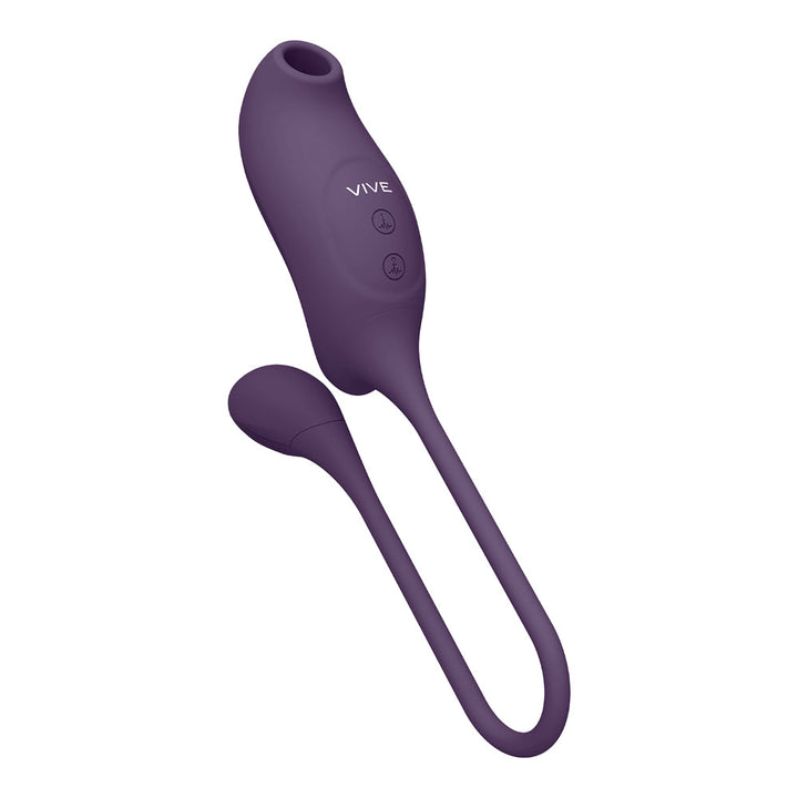 VIVE QUINO Rechargeable Air Wave & Vibrating Silicone Egg Vibrator Purple - Headshop.com