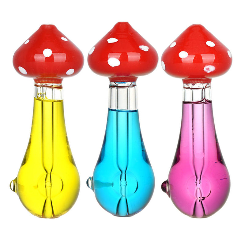 Mushroom Mojo Glycerin Hand Pipe - 4.25" / Colors Vary - Headshop.com