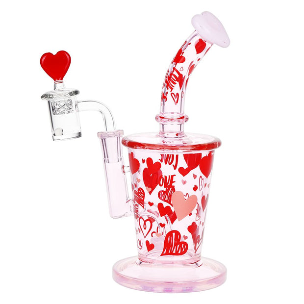 Pulsar Valentine's Love Hearts Glass Dab Rig Set - 8.5" / 14mm F - Headshop.com