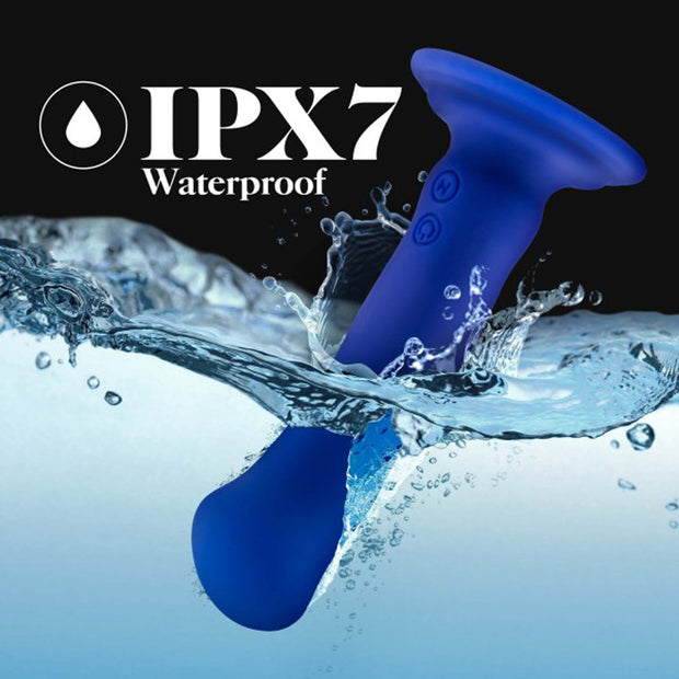Impressions Santorini Rechargeable Silicone 6.5 in. Vibrating Dildo Blue - Headshop.com