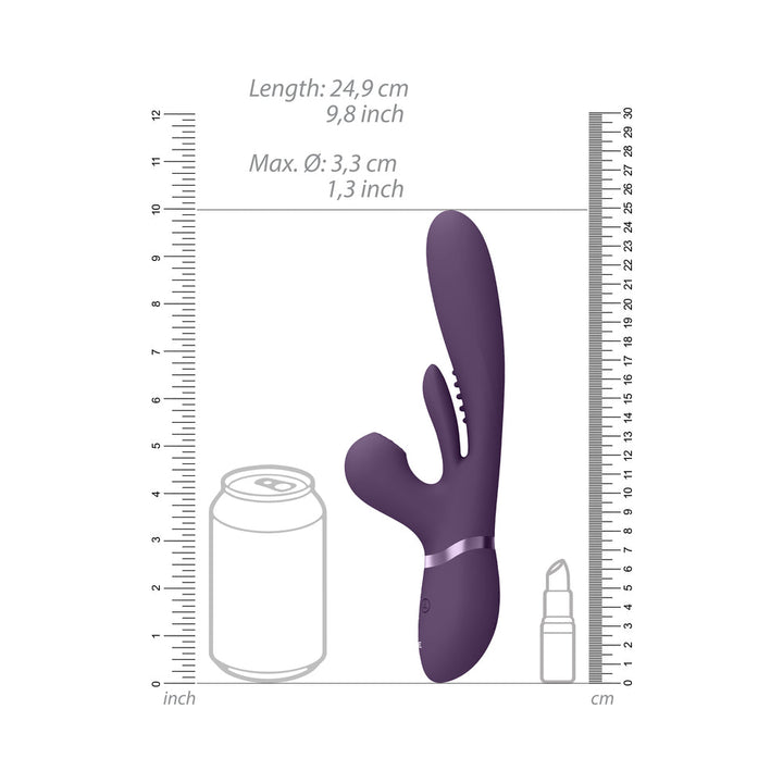 VIVE KURA Rechargeable Thrusting Silicone G-Spot Vibrator with Flapping Tongue and Pulse Wave Stimulator Purple - Headshop.com