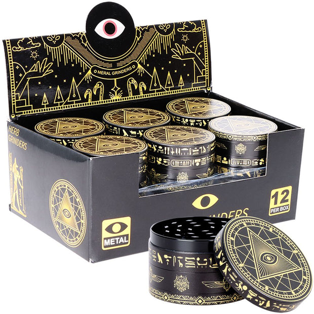 All-Seeing Eye Metal Grinder - 4pc / 2.5" 12ct - Headshop.com
