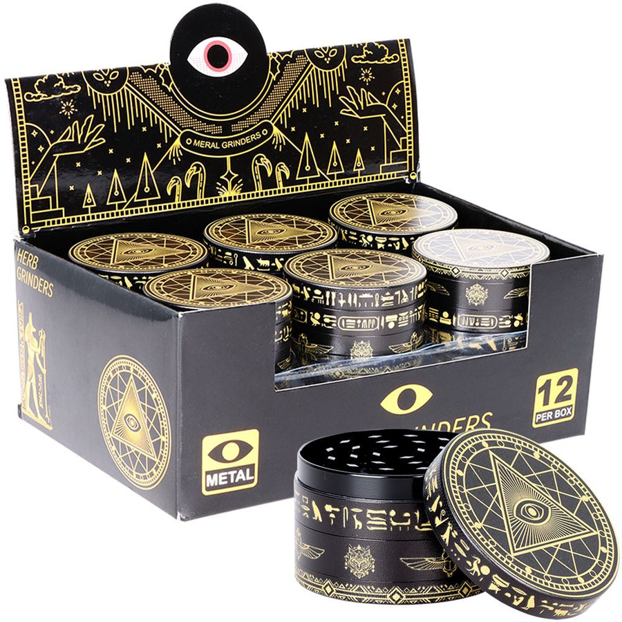 All-Seeing Eye Metal Grinder - 4pc / 2.5" 12ct - Headshop.com