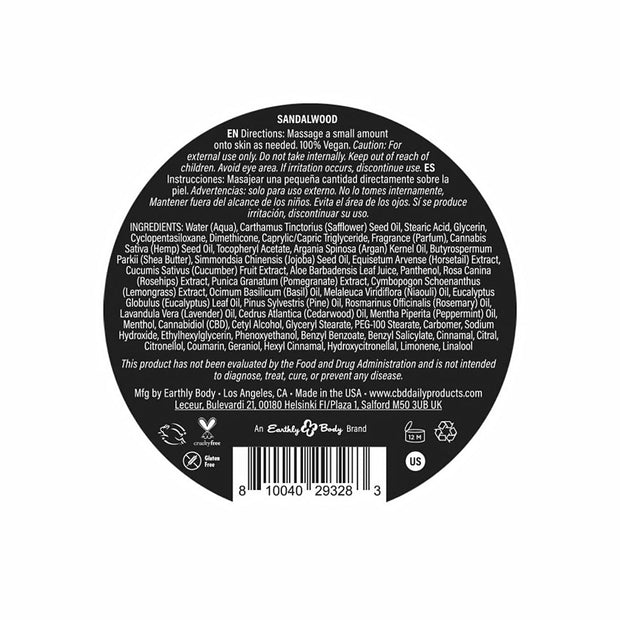 Earthly Body CBD Cream Sandalwood 5 oz. - Headshop.com