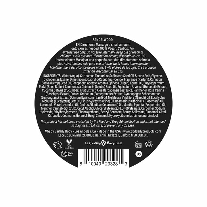 Earthly Body CBD Cream Sandalwood 5 oz. - Headshop.com