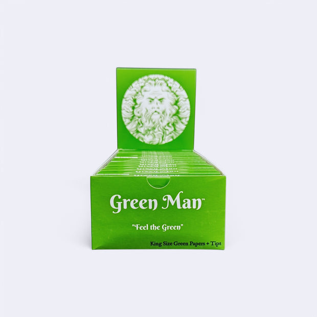 Green Man King Size Green Rice Papers with Pre-Rolled Tips - Headshop.com
