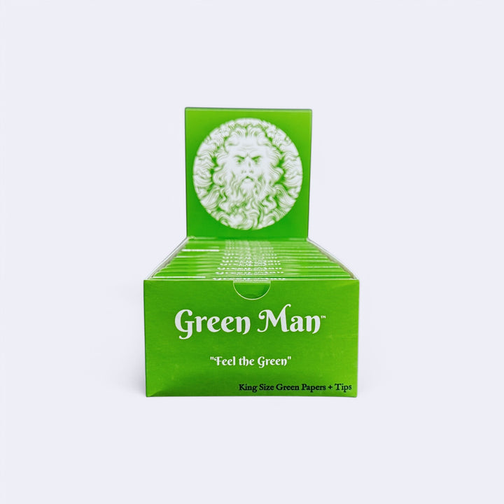 Green Man King Size Green Rice Papers with Pre-Rolled Tips - Headshop.com