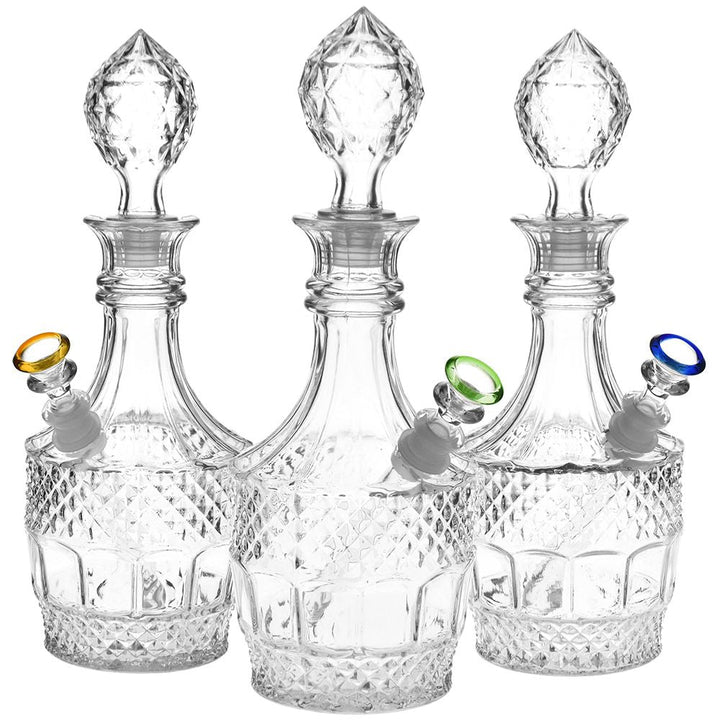 Vintage Decanter Style Glass Water Pipe w/ Cap - 8.5" / Liquor - Headshop.com