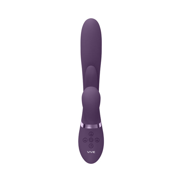 VIVE ENA Rechargeable Thrusting Silicone G-Spot Vibrator with Flapping Tongue and Air Wave Stimulator Purple - Headshop.com