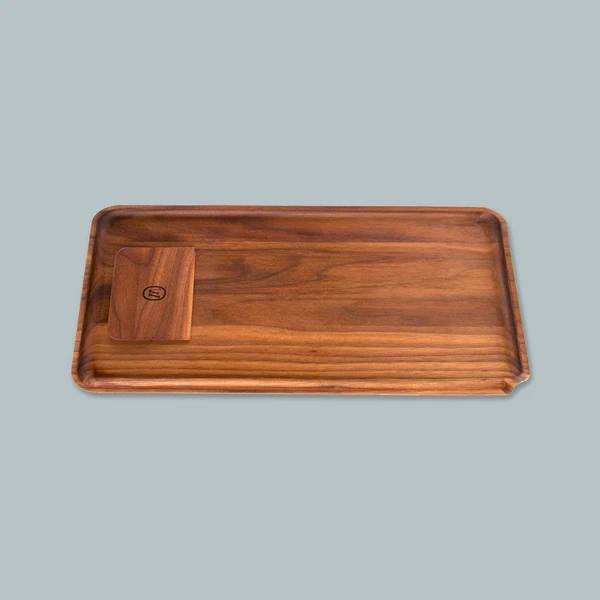 Marley Natural Black Walnut Rolling Tray - Headshop.com