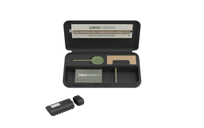 Tobox Green All-In-One Pocket Size Smell-Proof Stash Box Rolling Kit - Headshop.com