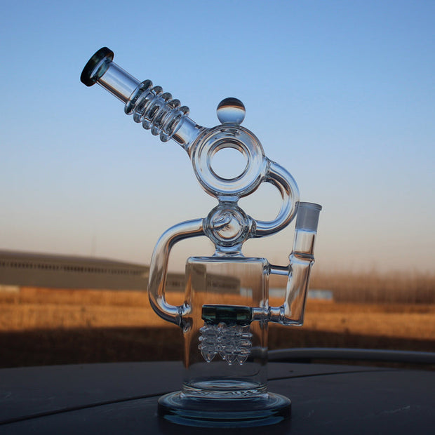 Approx. 11.5" Recycler Style Water Pipe w/ Dual Percs - Headshop.com