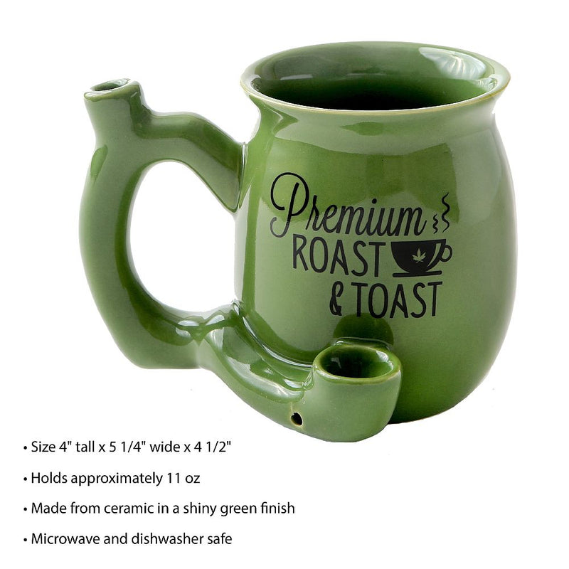 Premium Roast & Toast Single Wall Mug - Green with Black Print - Headshop.com