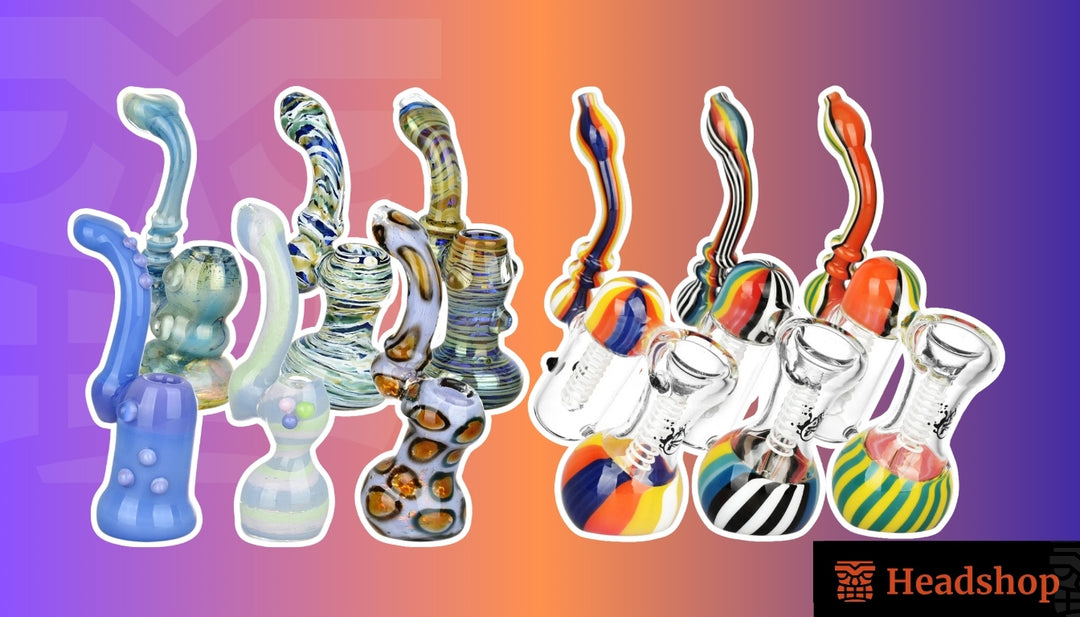 A person smoking from a bubbler pipe in various outfits and hairstyles.