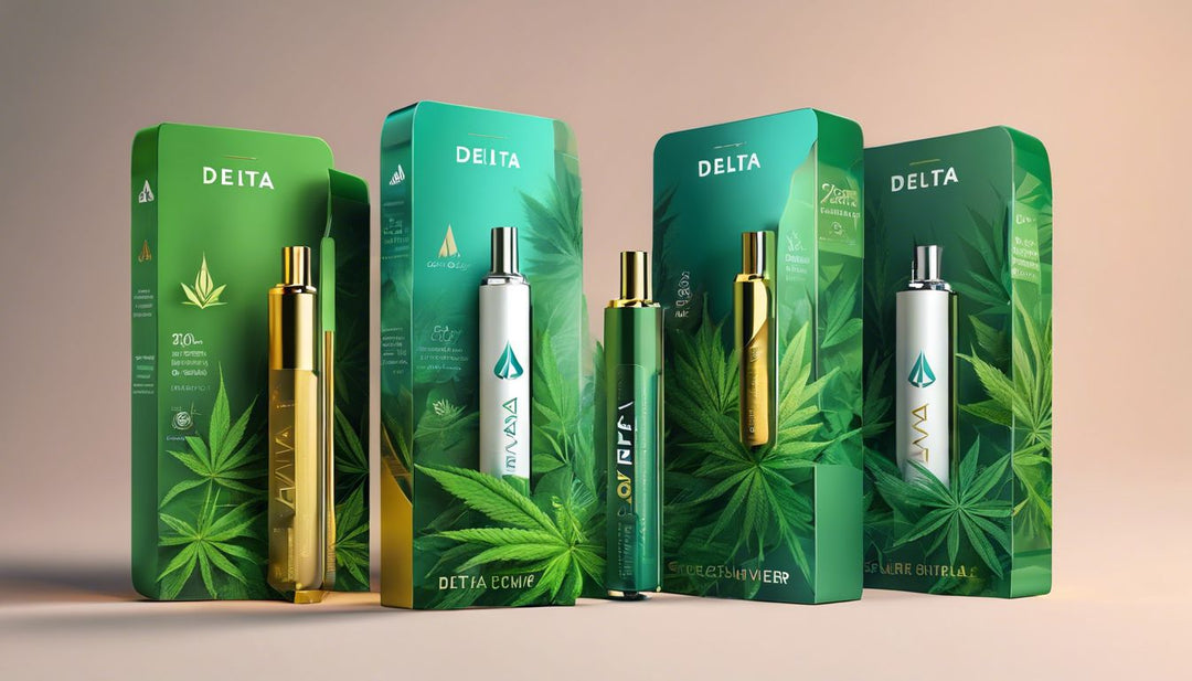 An array of Delta 8 vape cartridges displayed on an online store interface.