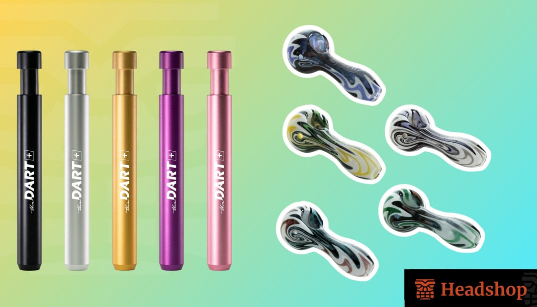 A diverse and vibrant online head shop selling colorful weed pipes.