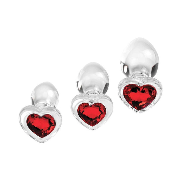Adam & Eve Red Heart Gem Glass Plug Set - Headshop.com