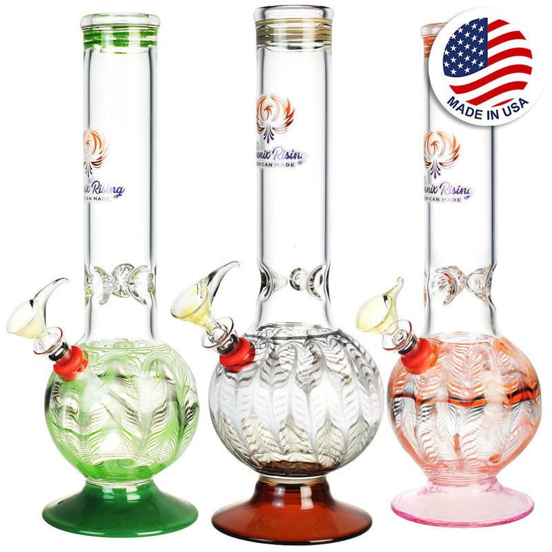 Phoenix Rising Bubble Base Water Pipe w/ Ice Pinch - 12"/Colors Vary - Headshop.com